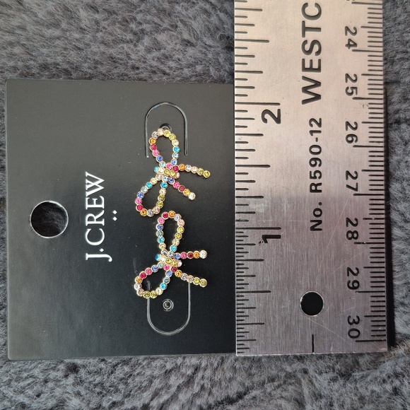 Hypoallergenic Rainbow 🌈 Rhinstone Bow Earrings From J. Crew! NWT! - Picture 6 of 8